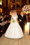 Long Sleeves V Neck Ivory Lace Ball Gown Wedding Dresses Bridal Dress