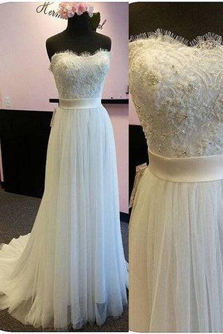A Line Princess Ivory Lace Tulle Hot Sales Wedding dressBridal Dress Wedding Gown