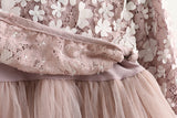 Long Sleeves Lace Tulle Short Flower Girl Dress