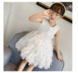 A Line Princess Ivory Lace Tulle Short Flower Girl Dress