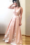 Off the Shoulder V Neck Skin Pink Prom Dress Evening Gown Graduation dress