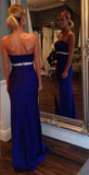 Empire Waist Sweetheart Royal Blue Slit Long Prom Dresses