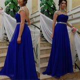 High Neck Cap Sleeves Royal Blue Prom Dresses Evening Dress Party Gowns