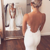 See Through Ivory Mermaid Wedding Dresses Bridal Dress Wedding Gown