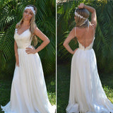 Open Back Lace Spaghetti Straps Beach Wedding Dress Bridal Dresses Wedding Gown