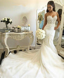 Mermaid Straps Chapel Train Wedding Dress Bridal Dresses Wedding Gown