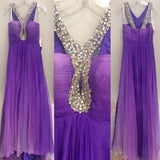 Ombre Purple Chiffon Off the Shoulder Long Prom Dresses
