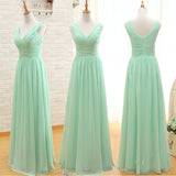 A Line Off the Shoulder Mint Long Bridesmaid Dresses Prom Dress