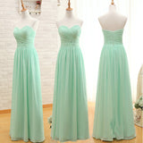 Elegant Sweetheart A Line Mint Chiffon Bridesmaid Dress Prom Dresses