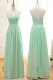 Elegant Sweetheart A Line Mint Chiffon Bridesmaid Dress Prom Dresses