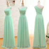 One Shoulder A Line Mint Long Bridesmaid Dress Prom Dresses