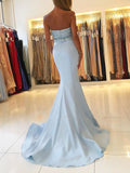 Light Blue Mermaid Sweetheart Beads Prom Dresses