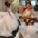 Long Sleeves Lace Ball Gown Flower Girl Dresses