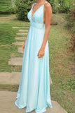 Simple Spaghetti Straps V Neck Cheap Floor Length Prom Dress Evening dressParty Gowns