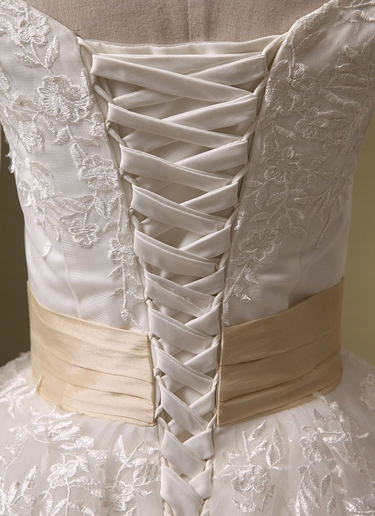 Hot Sales 3/4 Long Sleeves Tea Length Plus Size Wedding dressBall Gown Lace Bridal Dress