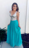 Sexy V Neck Off the Shoulder Sequin Prom Dress Chiffon Long Evening dressParty Gowns