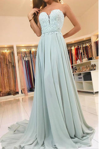 Hot Sales A Line Lace Chiffon Long Prom Dress Evening Gowns Party Dress