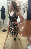 Fashion Black Lace Off the Shoulder V Neck Mermaid Prom dressEvening Dress Party Gowns