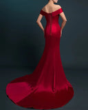 Hot Sales Mermaid Off the Shoulder Burgundy Long Prom Dresses Evening Party Dress
