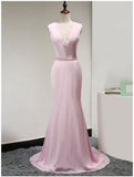 High Neck See Through Pink Lace Long Fashion Prom Dresses Evening Party Dress