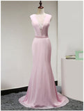 High Neck See Through Pink Lace Long Fashion Prom Dress Evening Party Dress