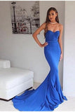 Elegant Royal Blue Sweetheart Mermaid Prom Dresses Evening Gowns Party Dress