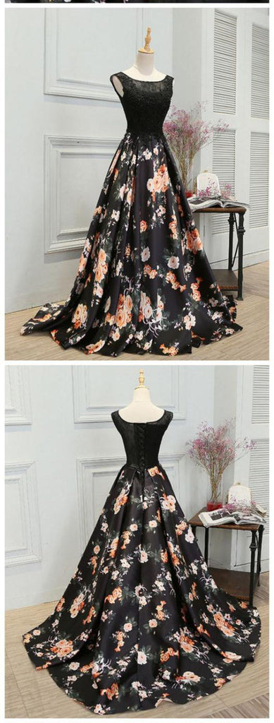 New Arrival Black Lace A Line Fashion Prom Dresses Evening Gowns Party Dress