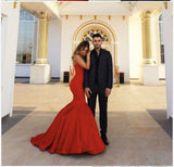 Fashion Red Sweetheart Satin Mermaid Elegant Prom Dress Evening Dress Party Gown
