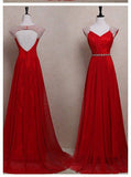 Backless Cap Sleeves Red Real Picture Floor Length Prom Dress Evening Party Dress Gown