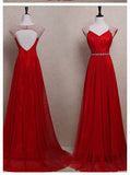 Backless Cap Sleeves Red Real Picture Floor Length Prom Dresses Evening Party Dress Gown