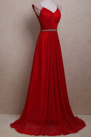 Backless Cap Sleeves Red Real Picture Floor Length Prom Dress Evening Party Dress Gown