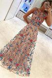 New Arrival Embroidery Lace Sleeveless Long Prom Dress Evening Gowns Party Dress