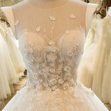 Cap Sleeves Ivory Hand Flowers High Quality Wedding Dress Bridal Dresses Wedding Gown