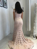 Lace Mermaid Off the Shoulder Front Split Long Prom Dresses