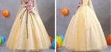 New Arrival Yellow Appliques Ball Gown Prom Dress Wedding Evening Quinceanera Dress