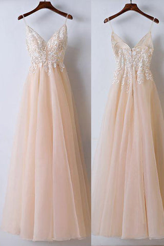 Spaghetti Straps A Line Lace Appliques Real Picture Prom Dresses Wedding Evening Dress