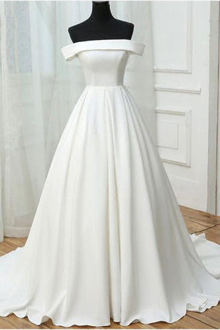 Real Picture Ivory Off the Shoulder A Line Elegant Wedding Dresses Bridal Dress Weding Gowns