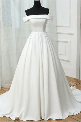 Real Picture Ivory Off the Shoulder A Line Elegant Wedding Dresses Bridal Dress Weding Gowns