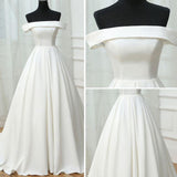 Real Picture Ivory Off the Shoulder A Line Elegant Wedding Dresses Bridal Dress Weding Gowns