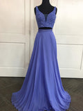 Two Pieces Off the Shoulder V Neck Real Photo Prom Dresses Evening Gown Party Dress
