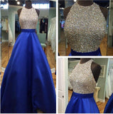 long royal blue beaded prom dresses - Laurafashionshop