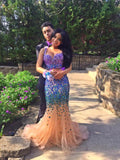 Sweetheart Sparkly Two Piece Fashion Full Length Mermaid Dress Prom Dresses - Laurafashionshop