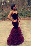 Mermaid Stunning Sweetheart Burgundy Prom Dresses