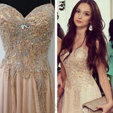 Front Slit Chiffon Beaded Long Formal Dresses Prom Dresses - Laurafashionshop