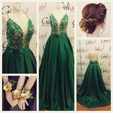 Beaded Sheer Bodice And Cap Sleeves Long Prom Dress - Laurafashionshop