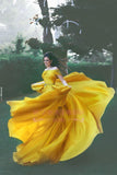 Off-the-Shoulder A-Line Elegant Ruffles Beadings Prom Dresses - Laurafashionshop