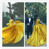 Off-the-Shoulder A-Line Elegant Ruffles Beadings Prom Dresses - Laurafashionshop
