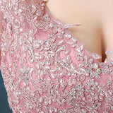 A-line Beaded Long Lace Sleeveless Floral-Appliques Prom Dresses - Laurafashionshop
