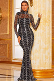 Black Sheath Long Prom Dresses With Sleeves Pretty Party Dress