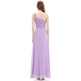 Chiffon Lilac Flower Strap Bridesmaid Dresses With Ruching Prom Dresses - Laurafashionshop